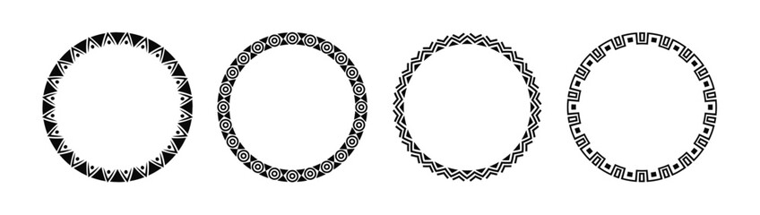 Africa tribal round frame vector design. Circle border african circle decoration