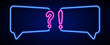 Neon quiz frame with question and exclamation. Faq question answer template. Neon quiz border