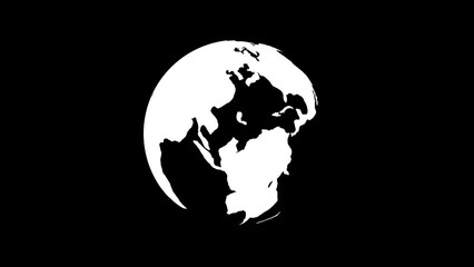 planet earth in black and white spinning.television channel news intro outro