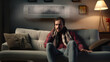 © MP Studio - A man sitting uncomfortably on a sofa under an air conditioner, with a pensive expression on his face