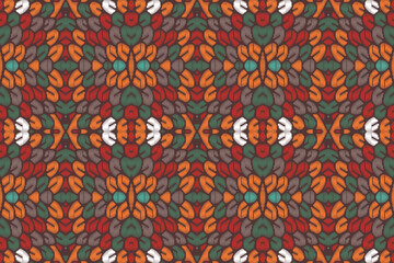 Ethnic abstract Pattern Seamless ikat pattern in tribal, folk embroidery, and Asia style. Aztec geometric art ornament print. Design for carpet, wallpaper, clothing, wrapping, fabric, cover.