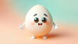 Cheerful Hard Boiled Egg Cartoon - Pastel Background