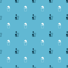 Canvas Print - Set Beer bottle and glass and Glass of beer on seamless pattern. Vector