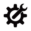 Wrench and Gear cogwheel icon in trendy flat design. repair sign and symbol.