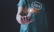 © Barriography - Businessman pressing draw light blub with idea writing. Creative idea concept innovation of ​​inspiration from online technology. Business growth, creative thinking and learning digital solution.