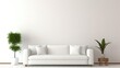 © Fred - White sofa or couch with side tables on a white background banner size minimalism fresh and calm interior