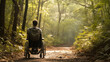 A man in a wheelchair walks in nature.Generative AI