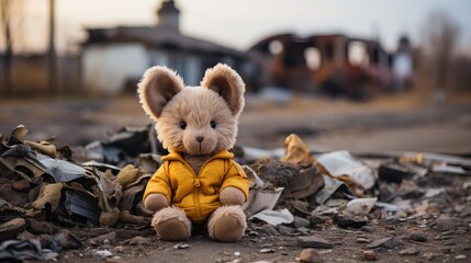 Sticker - a stuffed animal in a yellow jacket