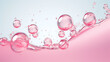 transparent pink water bubbles against a white background graphic element or symbol for refreshment and rejuvenation in the wellness and cosmetics industry advertising