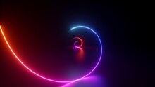 Cycled 3d Animation, Abstract Minimalist Geometric Background, Neon Spiral Line, Simple Glowing Helix. Modern Wallpaper