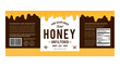 Honey label or packaging design template with honeycombs and dripping honey