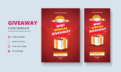 Wall Mural - Giveaway Flyer Template, Giveaway Poster, Raffle Poster Design, Giveaway Template Design, Giveaway Invitation, Roll Up Banner