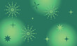  New Year's green background with snowflakes and stars y2k. Vector illustration, EPS 10.