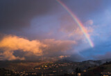 Fototapeta Tęcza - rainbow over the mountains