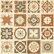 azulejo, seamless pattern. wall ceramic tiles. a repeating backdrop, a set of tiles in beige and brown colors. repeating background.