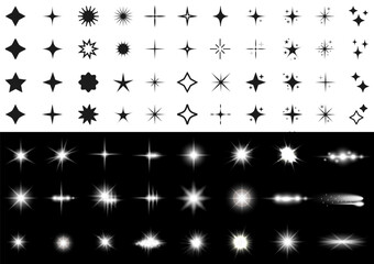 Wall Mural - stars set icons, different sparkle star shapes icon collection, shine bright stars sparkles signs, o
