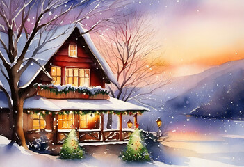 Wall Mural - house in the snow