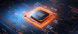 © Ilgun - 3D illustration of a smart microchip with isometric AI processor Copy space image Place for adding text or design