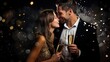Couple love celebrating the New Year with Champagne Flutes