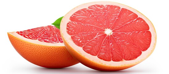 Canvas Print - Close up of a white background with a isolated grapefruit half Copy space image Place for adding text or design