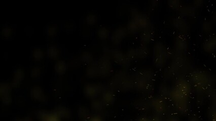 Wall Mural - Huge falling VFX dust particles Floating On Black Background. Dynamic Dust Particles Randomly Float In Space. Shimmering Glittering Dust Particles