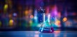 Colorful Laboratory equipment beakers and flask with backlight in different group