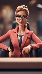 Poster - Portrait of a beautiful business woman sitting at the table in office