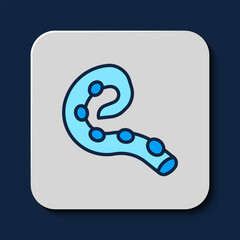 Sticker - Filled outline Octopus of tentacle icon isolated on blue background. Vector