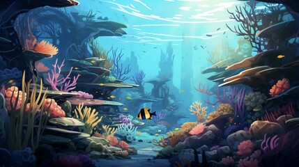 Wall Mural - underwater sea aquarium environment