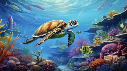 Wall Mural - underwater sea aquarium environment