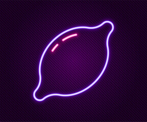 Wall Mural - Glowing neon line Lemon icon isolated on black background. Colorful outline concept. Vector