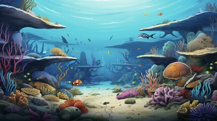 Wall Mural - underwater sea aquarium environment