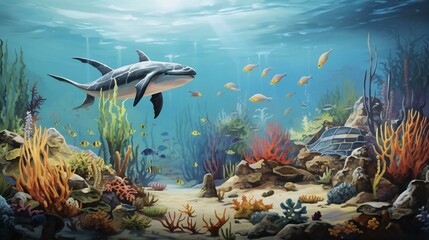 Wall Mural - underwater sea aquarium environment