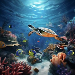 Wall Mural - underwater sea aquarium environment