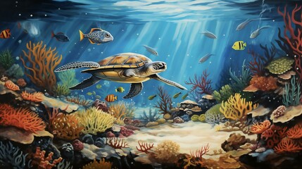 Wall Mural - underwater sea aquarium environment