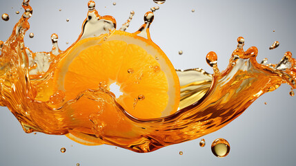 Wall Mural - fresh orange slice  splash in water