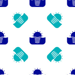 Wall Mural - Blue Sunrise icon isolated seamless pattern on white background. Vector