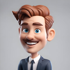 Poster - 3D illustration of a happy cartoon man in a business suit.