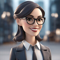 Canvas Print - Portrait of a smiling business woman in glasses. 3d rendering