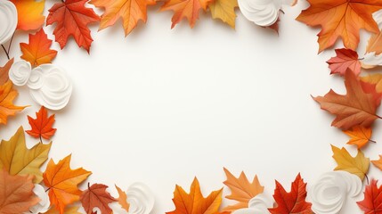 fall leaves background with orange colorful leaves filling entire frame. seamless bright fall autumn