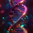 DNA Genetic motley neon Code, cloning and mutation of genetically bright chromosome, colorful biology modified, multicolored genetical genome, medical futuristic wallpaper 3d biological illustration 