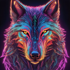  A colorful portrait of a wolf