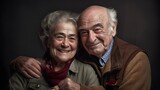 Fototapeta  - Starsze małżeństwo - uśmiechnięci dziadkowie (portret)