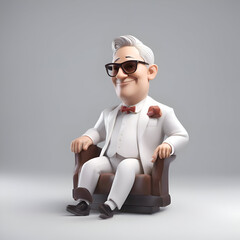 Poster - 3d illustration of a businessman sitting in an armchair and wearing sunglasses