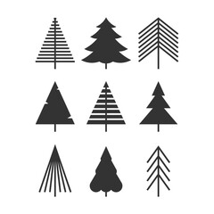  Black Christmas Tree icon set isolated on white. Vector illustration symbol for new year and christmas