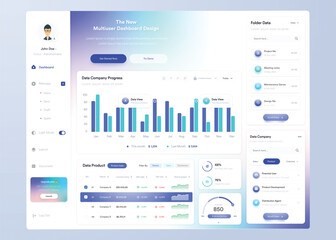 Wall Mural - ui ux infographic dashboard. ui design with graphs, charts and diagrams. web interface template