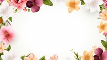 Stunning, Colorful Flower Border With Ample White Space, A Perfect Template For Cards, Wedding Invites, And Diverse Graphic Designs.