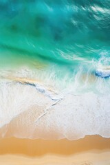 Wall Mural - Aerial view of beautiful sand beach with tide and colors. Abstract background.