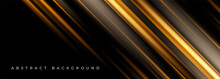 Abstract Black And Yellow Elegant Background. Vector 3D Illustration Banner Design With Striped Lines.