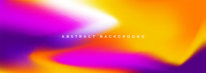 Poster - Purple and yellow blurred creative holographic banner design. Abstract colorful liquid bright colors background. Futuristic multi colored wide abstraction vector banner concept.